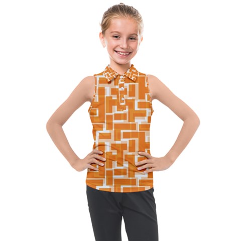 Illustration Orange Background Rectangles Pattern Kids  Sleeveless Polo Tee by Amaryn4rt