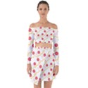 Illustration Abstract Line Pattern Dot Lines Decorative Off Shoulder Top with Skirt Set View1
