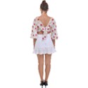 Illustration Abstract Line Pattern Dot Lines Decorative Tie Back Butterfly Sleeve Chiffon Top View2