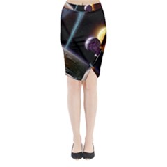 Planets In Space Midi Wrap Pencil Skirt by Sapixe