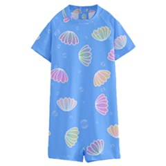Illustration Seashell Clam Pattern Art Design Kids  Boyleg Half Suit Swimwear by danenraven