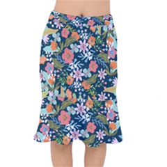 Flower Floral Background Painting Short Mermaid Skirt by danenraven