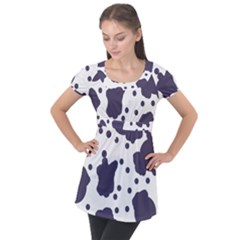 Illustration Cow Pattern Texture Cloth Dot Animal Puff Sleeve Tunic Top by danenraven