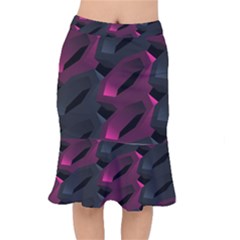 Hexagon Geometric Art Design Short Mermaid Skirt by danenraven