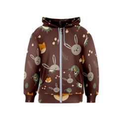 Rabbits, Owls And Cute Little Porcupines  Kids  Zipper Hoodie by ConteMonfrey