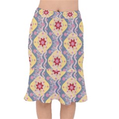 Background Flower Abstract Pattern Short Mermaid Skirt by danenraven