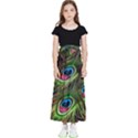 Peacock Feathers Color Plumage Kids  Flared Maxi Skirt View1