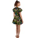 Peacock Feathers Color Plumage Flutter Sleeve Wrap Dress View2