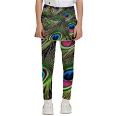 Peacock Feathers Color Plumage Kids  Skirted Pants by Celenk
