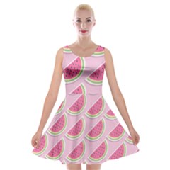 Pink Melon Wayermelon Pattern Food Fruit Melon Velvet Skater Dress by Ravend