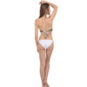 Leaves Monstera Picture Print Pattern Cross Front Halter Bikini Top View2