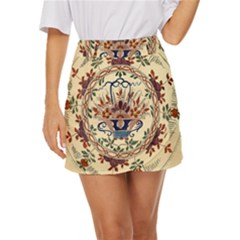 Vintage Antique Plate China Mini Front Wrap Skirt by Ravend