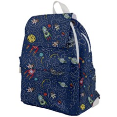 Illustration Cat Space Astronaut Rocket Maze Top Flap Backpack by Ravend