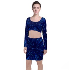 Particle Art Background Blue Top And Skirt Sets by Ravend