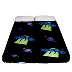 Illustration Cosmos Cosmo Rocket Spaceship Ufo Fitted Sheet (king Size) by danenraven