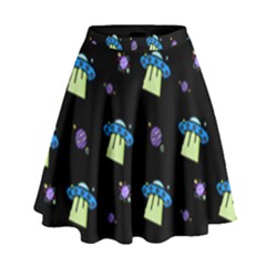 Illustration Cosmos Cosmo Rocket Spaceship Ufo High Waist Skirt by danenraven