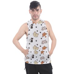 Cute Cat Kitten Animal Design Pattern Men s Sleeveless Hoodie by danenraven
