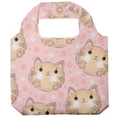 Cat Pattern Pink Background Foldable Grocery Recycle Bag by danenraven