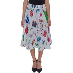 New Year Christmas Winter Watercolor Perfect Length Midi Skirt by artworkshop