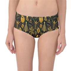 Christmas Background Seamless Mid-waist Bikini Bottoms by artworkshop