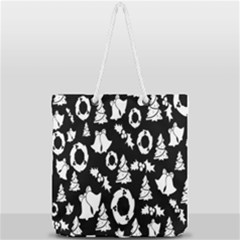 Black Card Christmas December Full Print Rope Handle Tote (large) by artworkshop