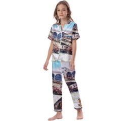 Lovely Gondola Ride - Venetian Bridge Kids  Satin Short Sleeve Pajamas Set by ConteMonfrey