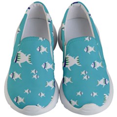 Blue Fish Pattern Kids Lightweight Slip Ons by danenraven