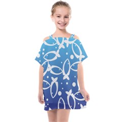 Blue Fish Water Aquarium Kids  One Piece Chiffon Dress by danenraven