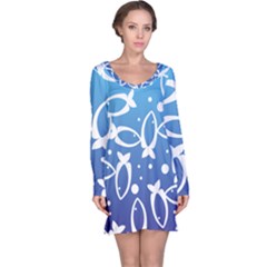 Blue Fish Water Aquarium Long Sleeve Nightdress by danenraven