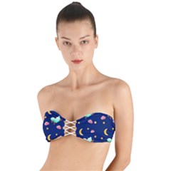 Sleepy Sheep Star And Moon Twist Bandeau Bikini Top by danenraven