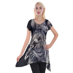Angry Male Lion Short Sleeve Side Drop Tunic by Jancukart