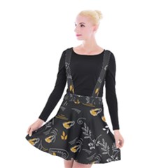 Illustration Leaves Leaf Naturecoffee Digital Paper Cup Suspender Skater Skirt by Ravend