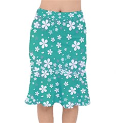 Illustration Background Daisy Flower Floral Short Mermaid Skirt by danenraven