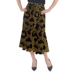 Metallic Snake Skin Pattern Midi Mermaid Skirt by BangZart
