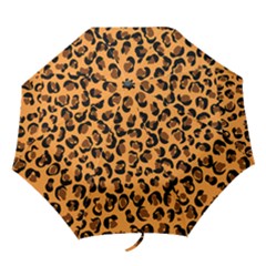 Leopard Print Peach Colors Folding Umbrella by ConteMonfreyShop