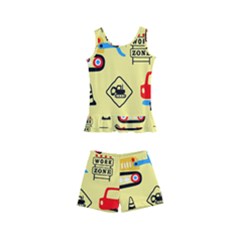 Seamless Pattern Vector Industrial Vehicle Cartoon Kids  Boyleg Swimsuit by Jancukart
