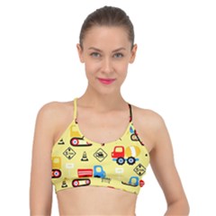 Seamless Pattern Vector Industrial Vehicle Cartoon Basic Training Sports Bra by Jancukart