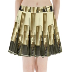 Architecture City House Pleated Mini Skirt by Jancukart