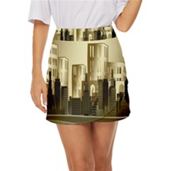 Architecture City House Mini Front Wrap Skirt by Jancukart