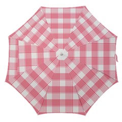 Pink And White Plaids Straight Umbrellas by ConteMonfrey