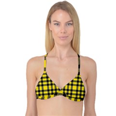 Yellow Plaids Straight Reversible Tri Bikini Top by ConteMonfrey