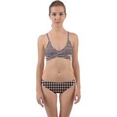 Purple Black Small Plaids Wrap Around Bikini Set by ConteMonfrey