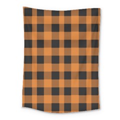 Orange Black Halloween Inspired Plaids Medium Tapestry by ConteMonfrey