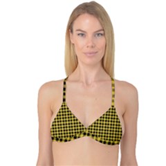 Black And Yellow Small Plaids Reversible Tri Bikini Top by ConteMonfrey