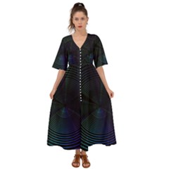 Circle Ring Background Wallpaper Kimono Sleeve Boho Dress by Wegoenart