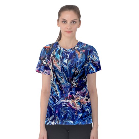 Cobalt Delta Women s Sport Mesh Tee by kaleidomarblingart