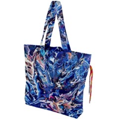 Cobalt Delta Drawstring Tote Bag by kaleidomarblingart