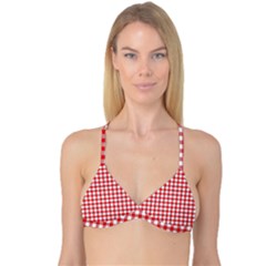 Straight Red White Small Plaids Reversible Tri Bikini Top by ConteMonfrey
