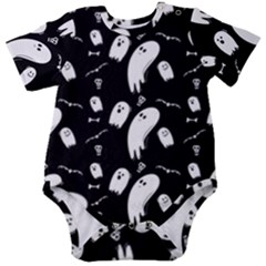 Ghost Background Halloween Baby Short Sleeve Onesie Bodysuit by Wegoenart