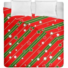 Xmash Christmas Stars Red Background Star Duvet Cover Double Side (king Size) by Wegoenart